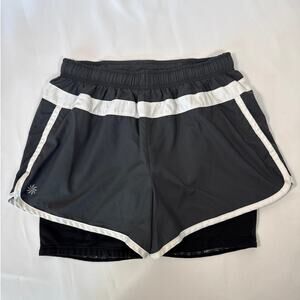 Athleta 2-in-1 Running Biker Shorts Neutral Colors Black, Gray White Womens XS